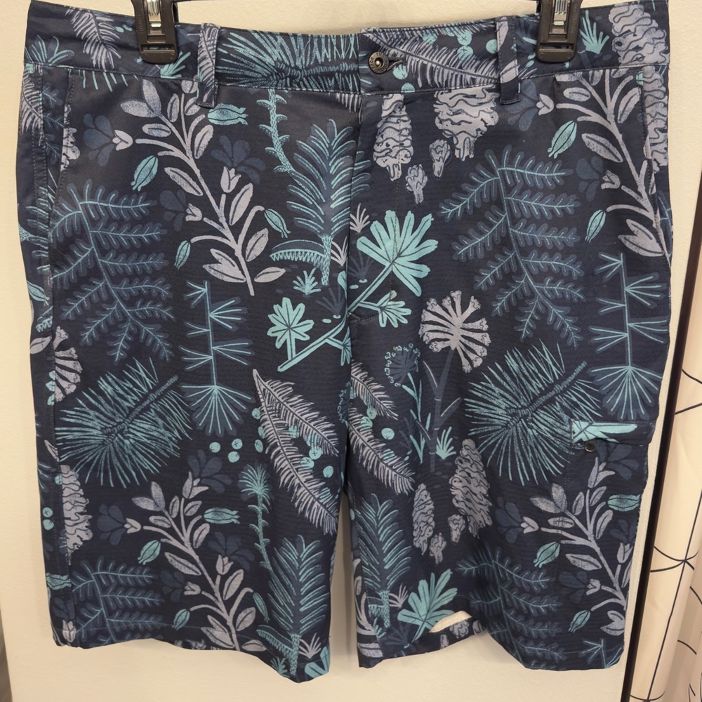 The North Face Black and Teal Leaf Print Swim Shorts